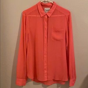 Neon Pink Chiffon Long sleeve